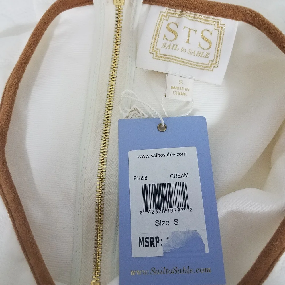 Sail to Sable Cream Dot Dress S NWT